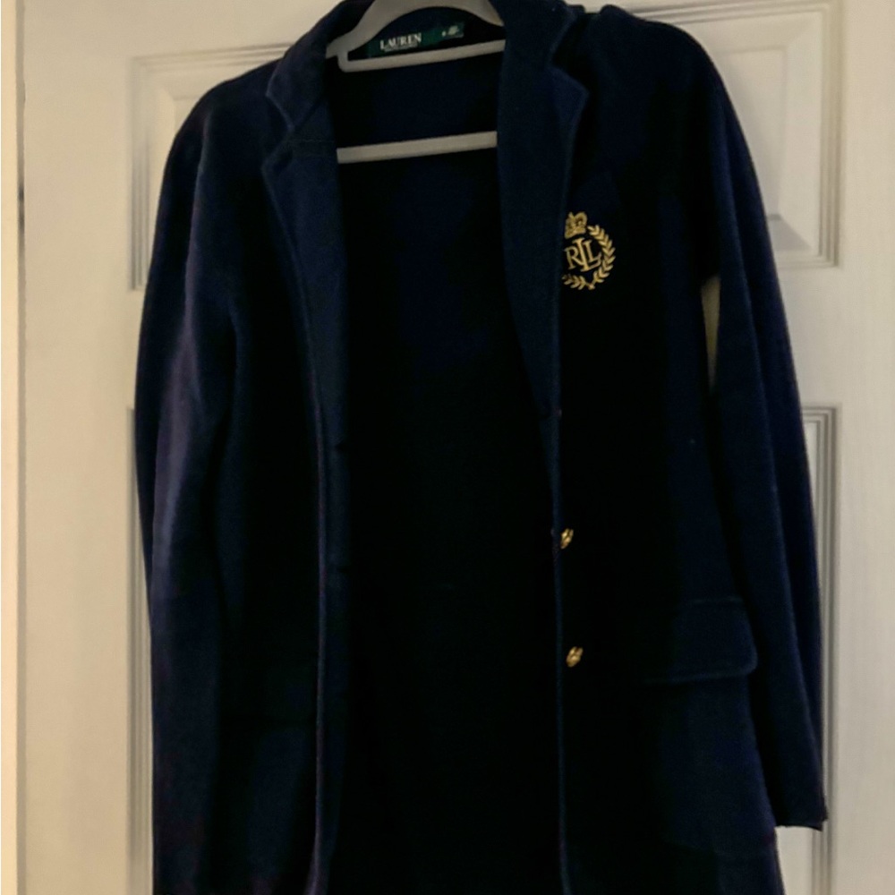 Ralph Lauren Navy Blazer with Gold Emblem